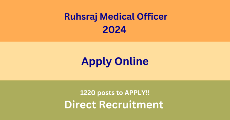 Ruhsraj Medical Officer 2024 1220 Posts Apply Online